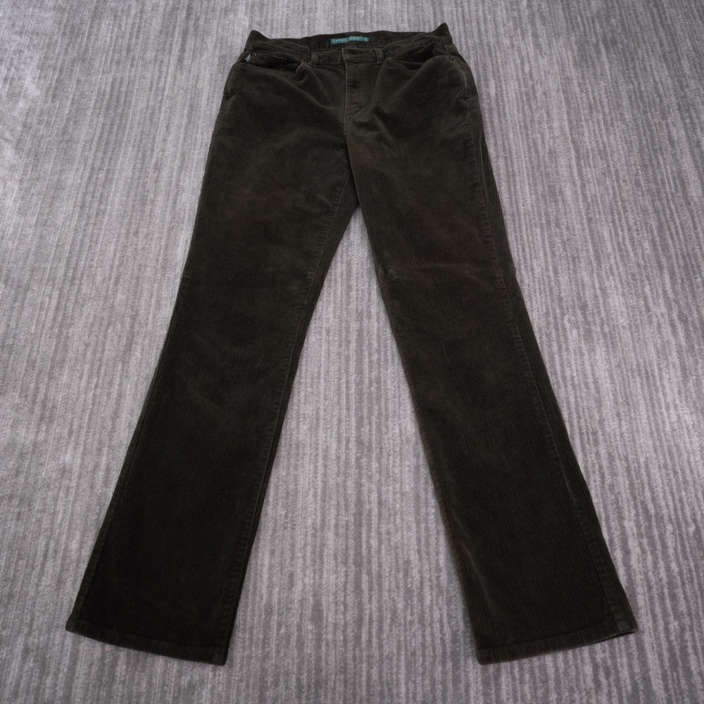 Lauren Ralph Lauren Corduroy Pants Womens 8 Olive Green Excellent Straight Leg